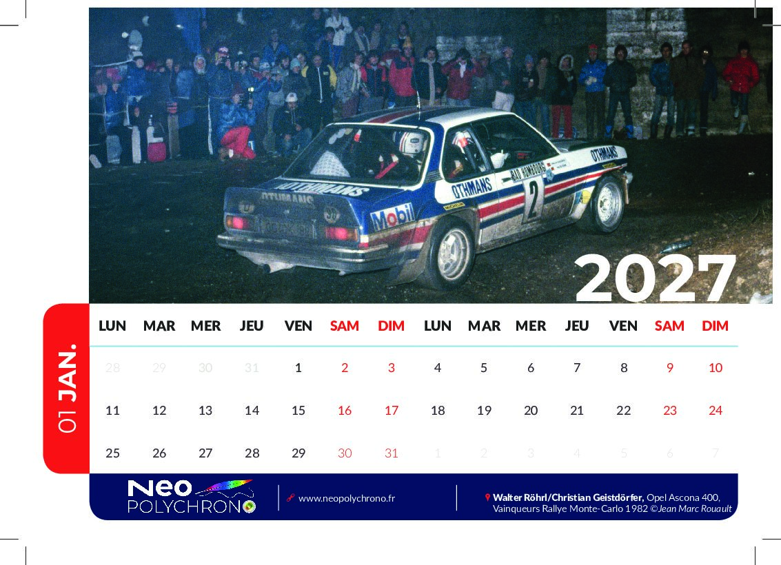 Calendrier 2027 (Rallye Monte-Carlo 1982)